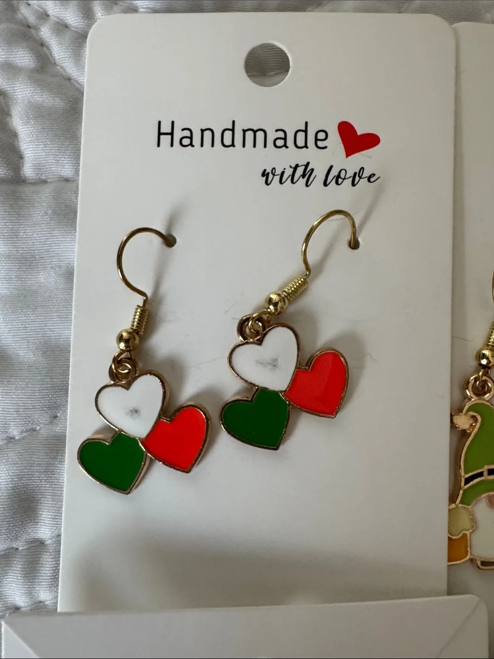 Bulk- Handmade Irish Flag & Shamrock Earrings - Green, White, Orange - Picture 8 of 10